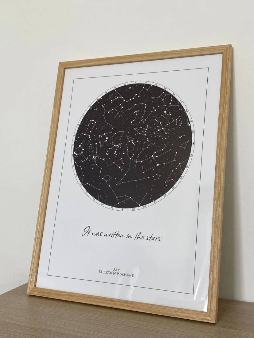 Affiche Personnalisée Carte Du Ciel - Ciel Nocturne à Une Date Précise - Cadre Aluminium - Cadeau Romantique - 10